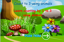 Counting up to 3 using animals math game, math game for ks1, ks1 and grade 1 students, numbers activities for kindergarten with games