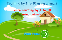Learn counting up to 10 with math animals game for Kindergarten & grade 1, identify numbers and counting animals to match, fun counting games for kids in Pre-K.
 