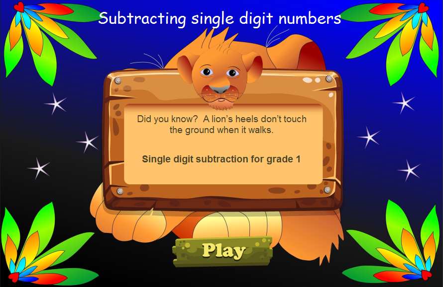 subtraction of single digit numbers, kids learn how to subtract single digit numbers by counting down.