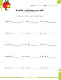 numbers scientific notation, convertion from scientific notation to standard form worksheet, exponents to numbers worksheet