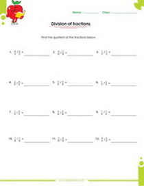 Dividing fractions worksheet