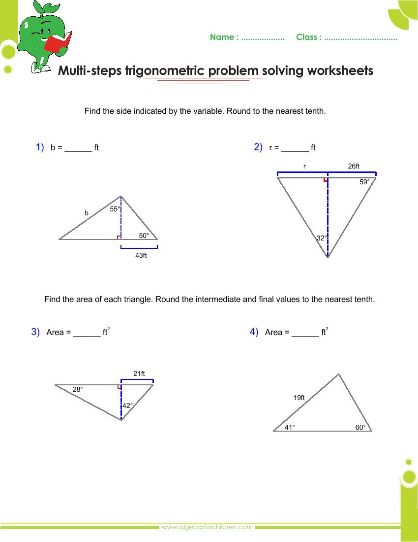 Trigonometry Word Problems Worksheet