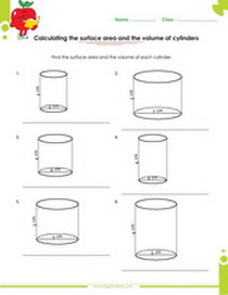 Volume of cylinder worksheet, measurements of a cylinder. solid figures worksheet