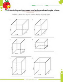 rectabgle prism volume and surface area worksheet, solid figures worksheet