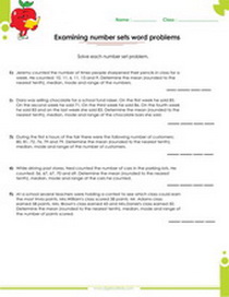 mean median mode and range word problems with answers, statistics worksheets