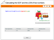How to calculate the greatest common factor of numbers of numbers, decomposing a number into its prime factors math quiz for kids, calculating the least common multiple of a number algebra quiz for children, GCF calculation algebra for kids quiz, how to calculate the LCM algebra 4 children quiz