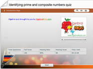 What is the difference between a prime number and a composite number algebra quiz for kids, identifying the prime numbers and composite numbers math quiz for children, knowing which number can be decomposed or not into prime factors