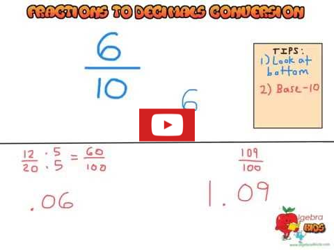 Learn how to convert fractions to decimals, fractions to decimals video tutorial