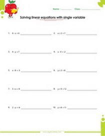 solve linear equation worksheet with addition and subtraction