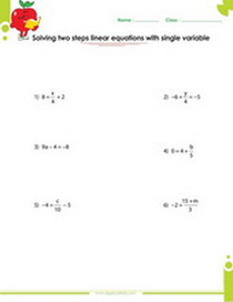 Solving two step linear equations worksheet