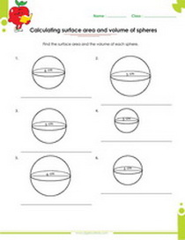 surface area and volume of sphere worksheet