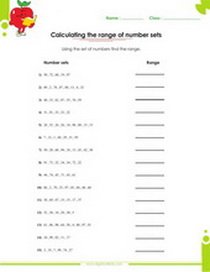 max and min value of a number set, calculate the range worksheet, statistics